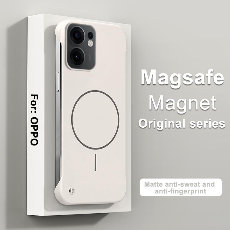 For Magsafe Frameless Anti-Fall Case For Reno 13F 12 Pro 12F Hard PC Ultra Thin Frosted Wireless Charging Back Case For Bumper