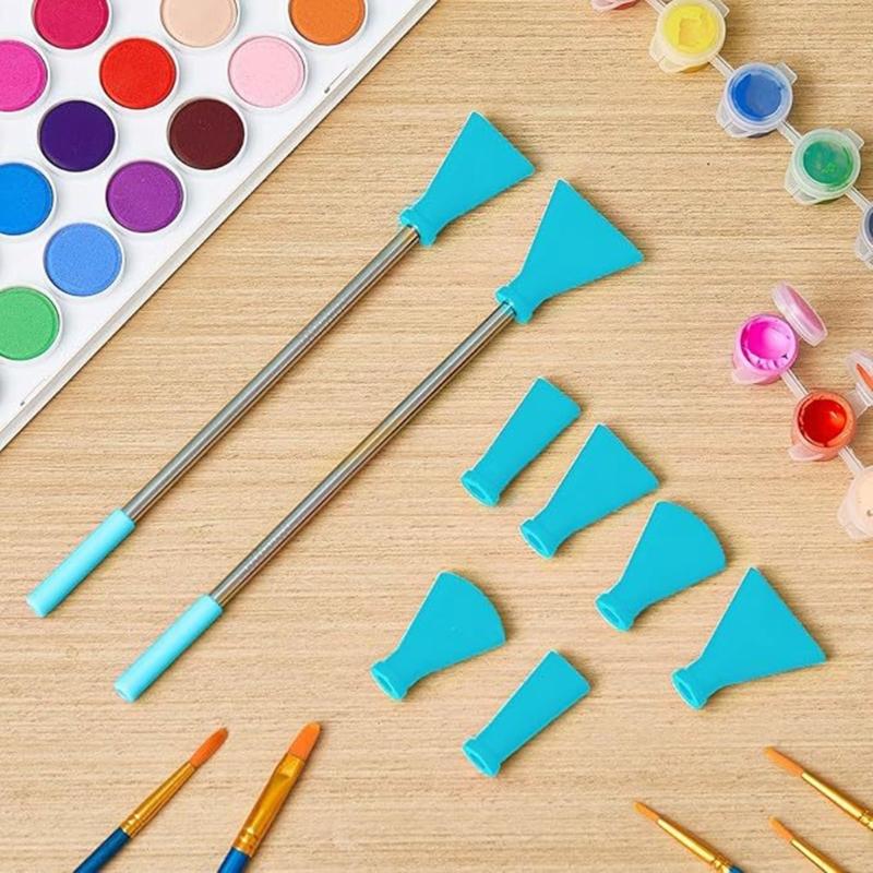 Multifunctional Acrylic Pouring Tool Set 8 Blowing Nozzles Stainless Steel Straws 4 Size Combinations Paint Supplies