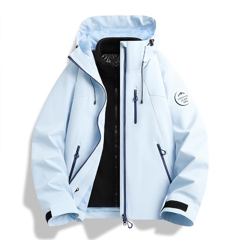 Unisex Outdoor 3-in-1 Jacket: Windproof, Waterproof, High-End Outerwear with Detachable Set and Custom Logo Printing