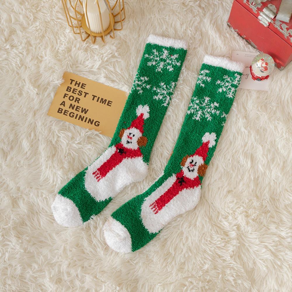 Thickened Floor Sleep Sock Coral Fleece Coral Plush Socks New Long Christmas Socks  Christmas