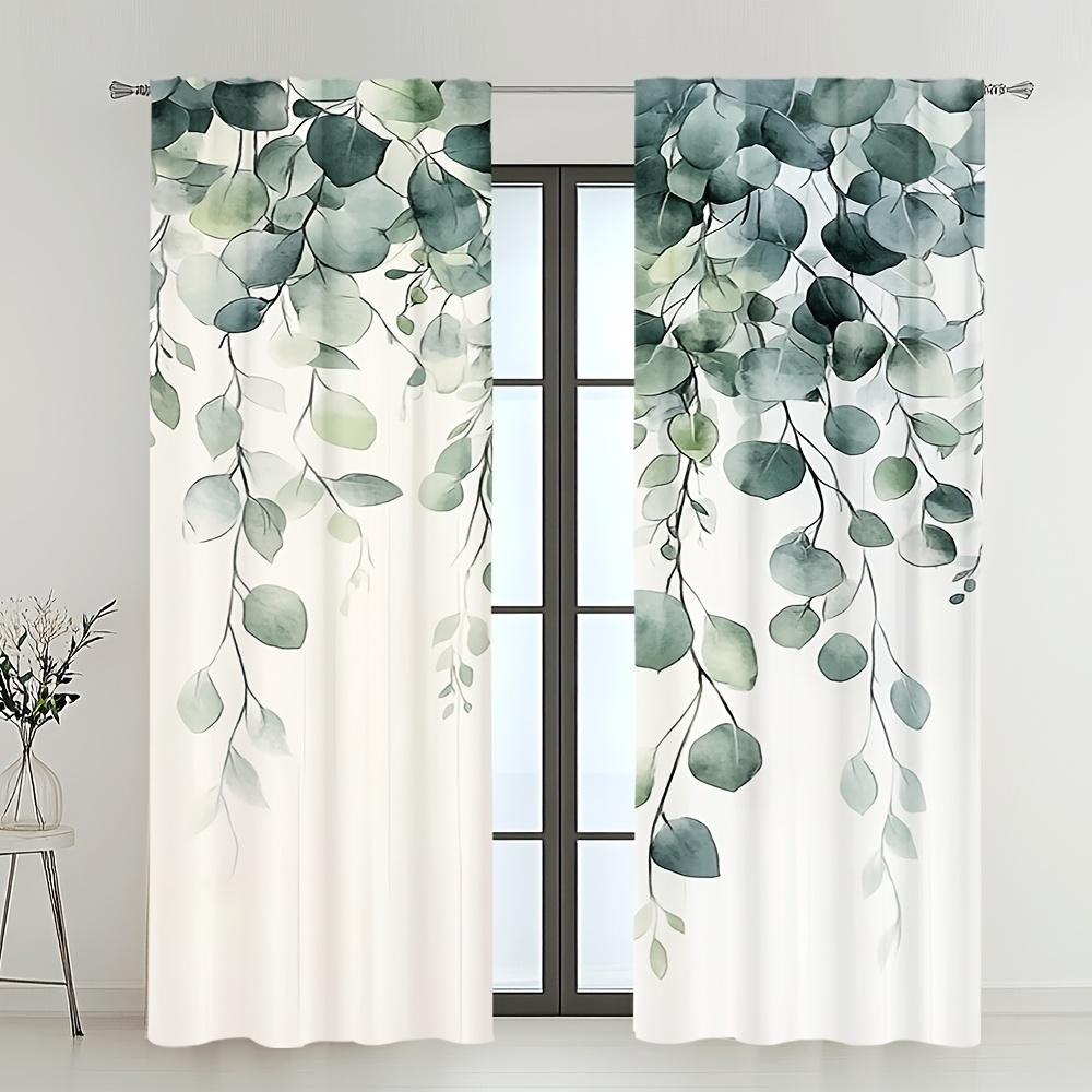 2pcs Lush Greenery Bliss Printed Blackout Door Curtains, Ideal for Living Room, Bedroom, Study, and Home Decoration