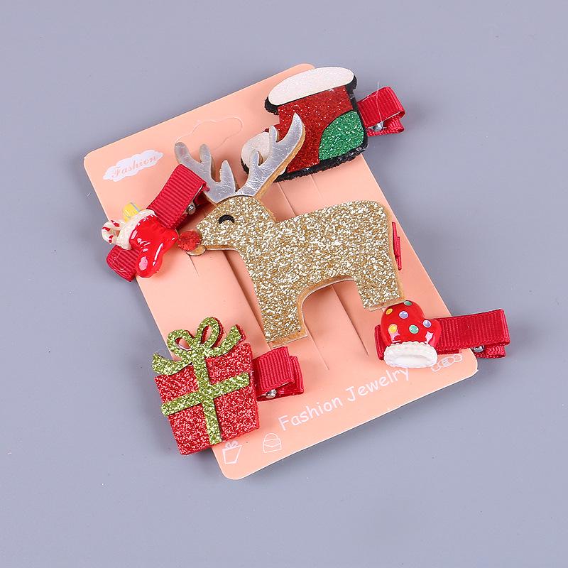 Halloween & Christmas Hair Clips Set: Festive Antler and Santa Claus Designs for Kids & Adults