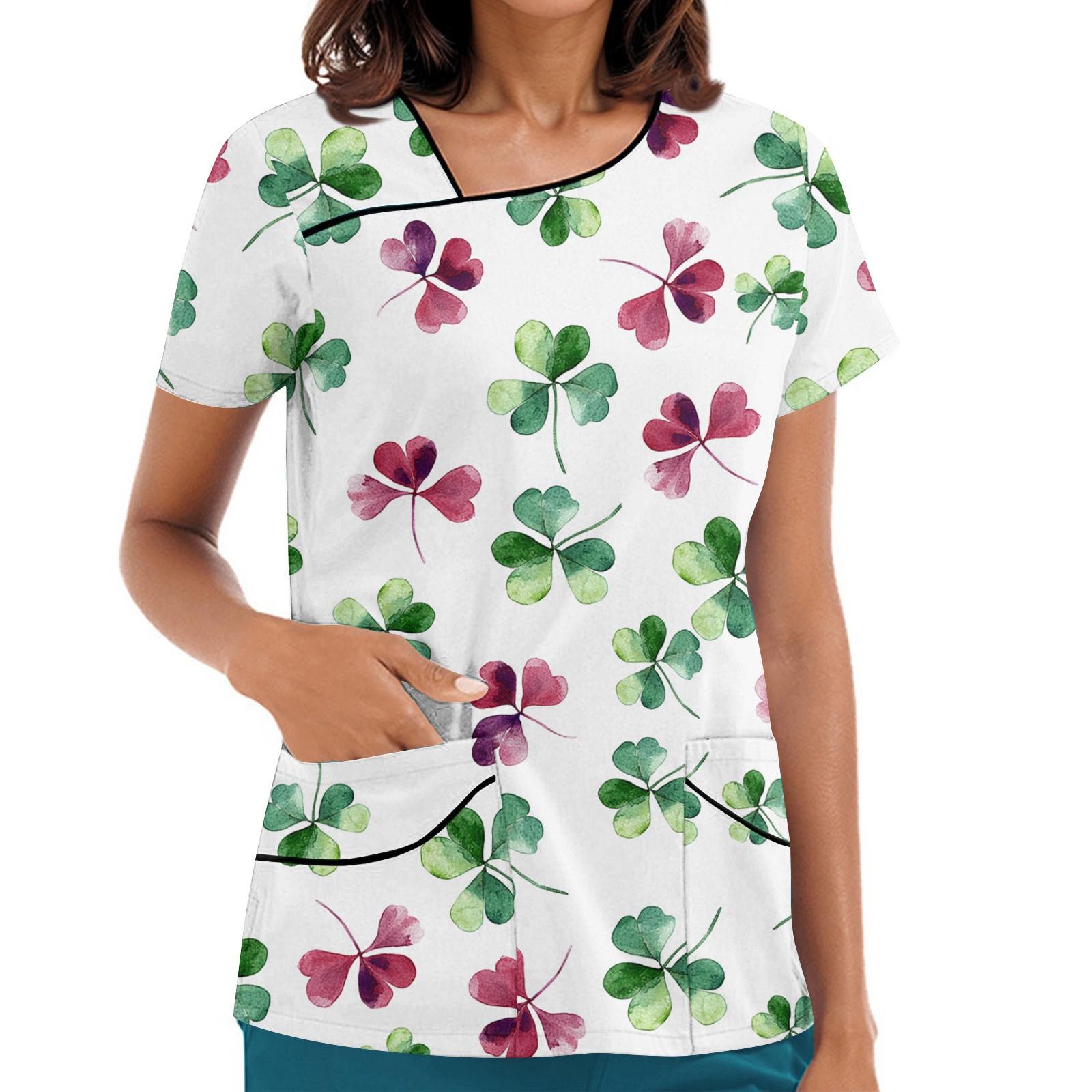 

Жіночий робочий одяг з принтом, похилим коміром і двошаровими кишенями, базовий верхній пуловер XL