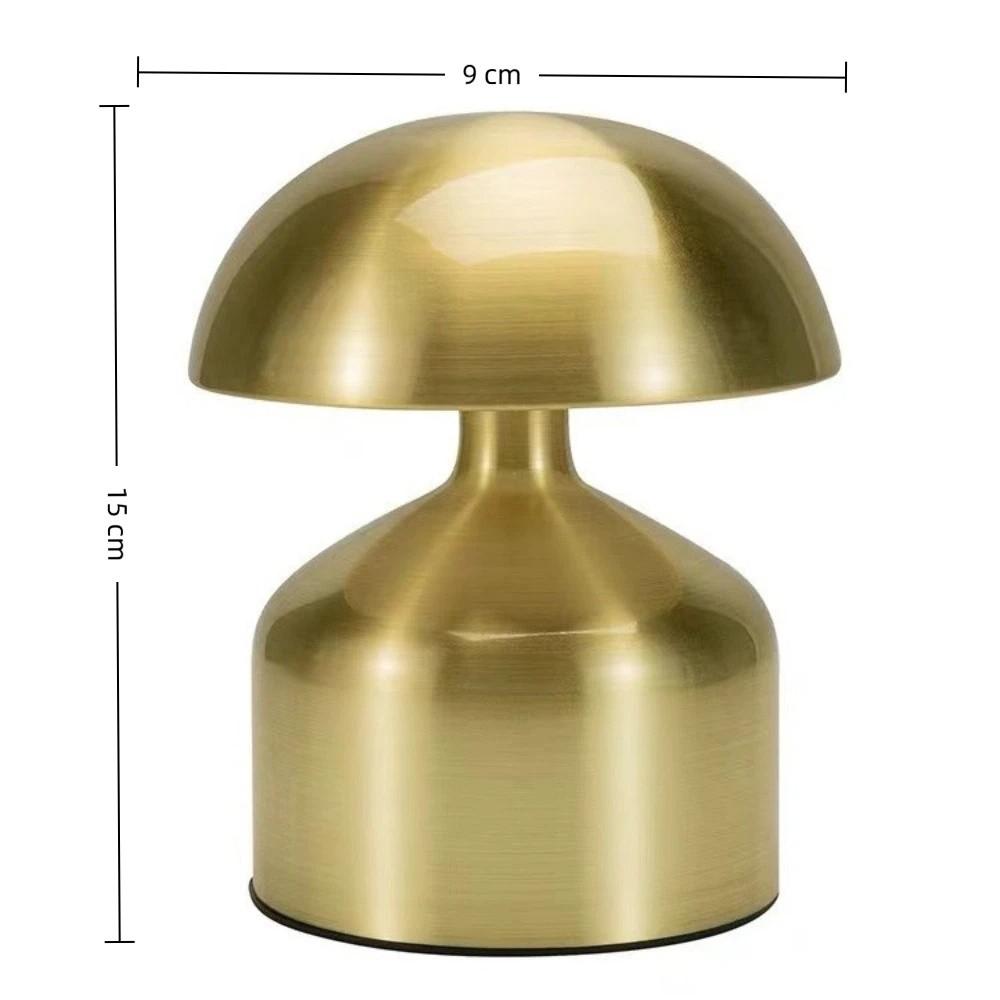 Metal Shade Mushroom Shape Table Lamp USB Rechargeable Reading Bedside Lamp  Hotel Room Use