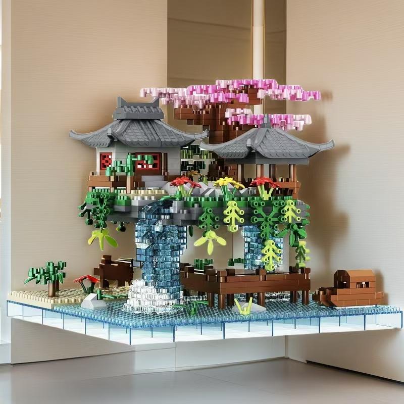 Non-Toxic 1680 Pieces Taohuatan Building Block Toys Creative Handmade Building Block Toys Assembly Abs Material Mixed Color Building B