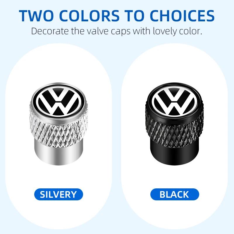 4Pcs Car Tire Valve Stems Cap Knurling Style Tire Valve Cap for Volkswagen VW GOLF POLO PASSAT TIGUAN TOURAN TOUAREG JETTA GTI