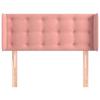 Tête de lit - Avec oreilles - Rose - Velours doux - 93 x 16 x 78/88 cm (hauteur réglable)