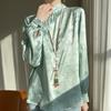 2024 Spring/Summer Women's Chinese Style Satin Jacquard Stand Collar Shirt