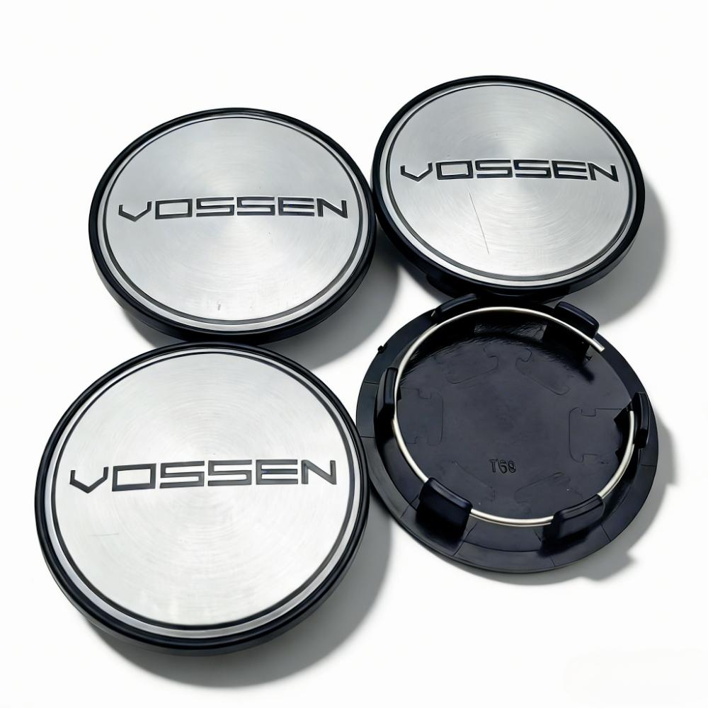 4 Stück Vossen Logo Emblem Auto Radnabendeckel 69MM 56MM Räder Nabenkappe Felgenkappen Staubschutz Abdeckung Ersatz Auto Zubehör