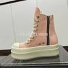 R-o Men Shoe Ankle Boot Women Sneaker High Top Casual Shoes Zip Lace Up 6cm Thick Sole Sneakers Pink Canvas Sneakers Ankle Boots