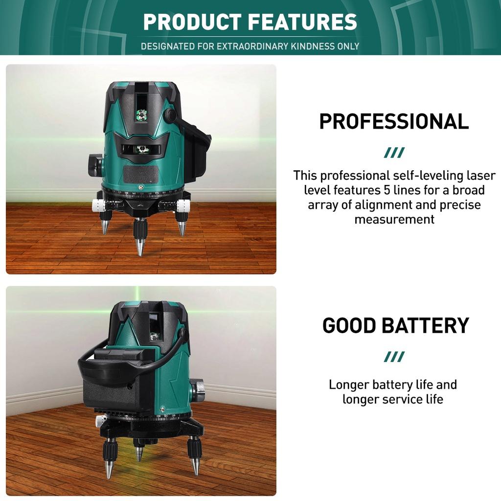 2/3/5 Lines Self-Leveling Laser Level 360° Rotatable Indoor Outdoor Green Radius Alternating Direct Horizontal Vertical Measuring Instruments