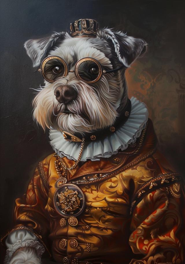 Premium Vintage Royal Animal Pet Portrait Posters and Prints Canvas Printing Wall Art Picture for Living Room Home Decor Gifts