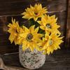 5Pcs/bunch Artifcial Flowers PU Sunflower Bouquet Wedding Decor Fake Flowers Sunflower Home Decoration Accessories Party Floral