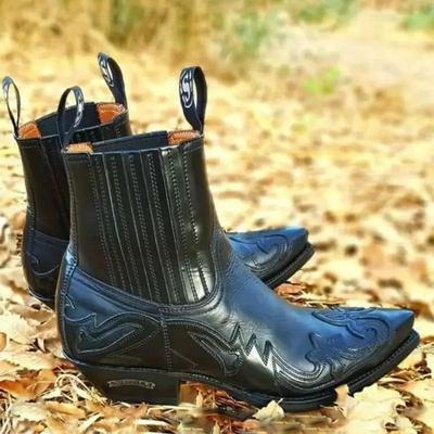 Kowbojskie męskie buty z wypalonym kwiatem Czarne Brązowe Ręcznie robione sztyble dla mężczyzn Rozmiar 38-48