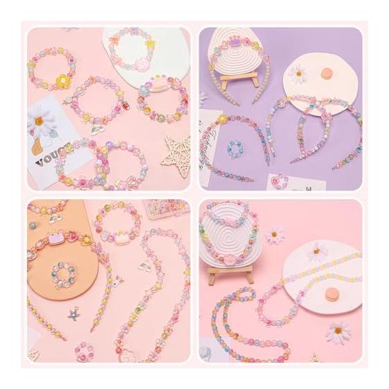 CAIYUDPTTS Beads Toys DIY Handicraft Beads Toys Beads Handicraft Bead Set Handmade Kit Accessories Toys Girls Bracelet Necklace Colorful Headband 24
