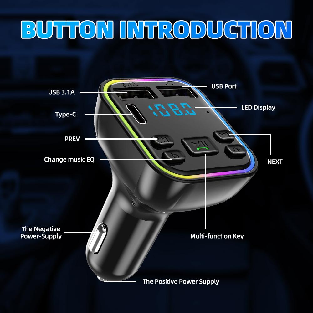 Car Bluetooth MP3 Player FM Transmitter Handsfree Dual USB Charger Audio Receiver