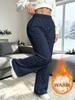 Winter Quilted Rhombus Plush-Lined Pants Women Thickened Draping Outer Wear Cold-Proof Trousers Fleece Lined Long Parkas Pants