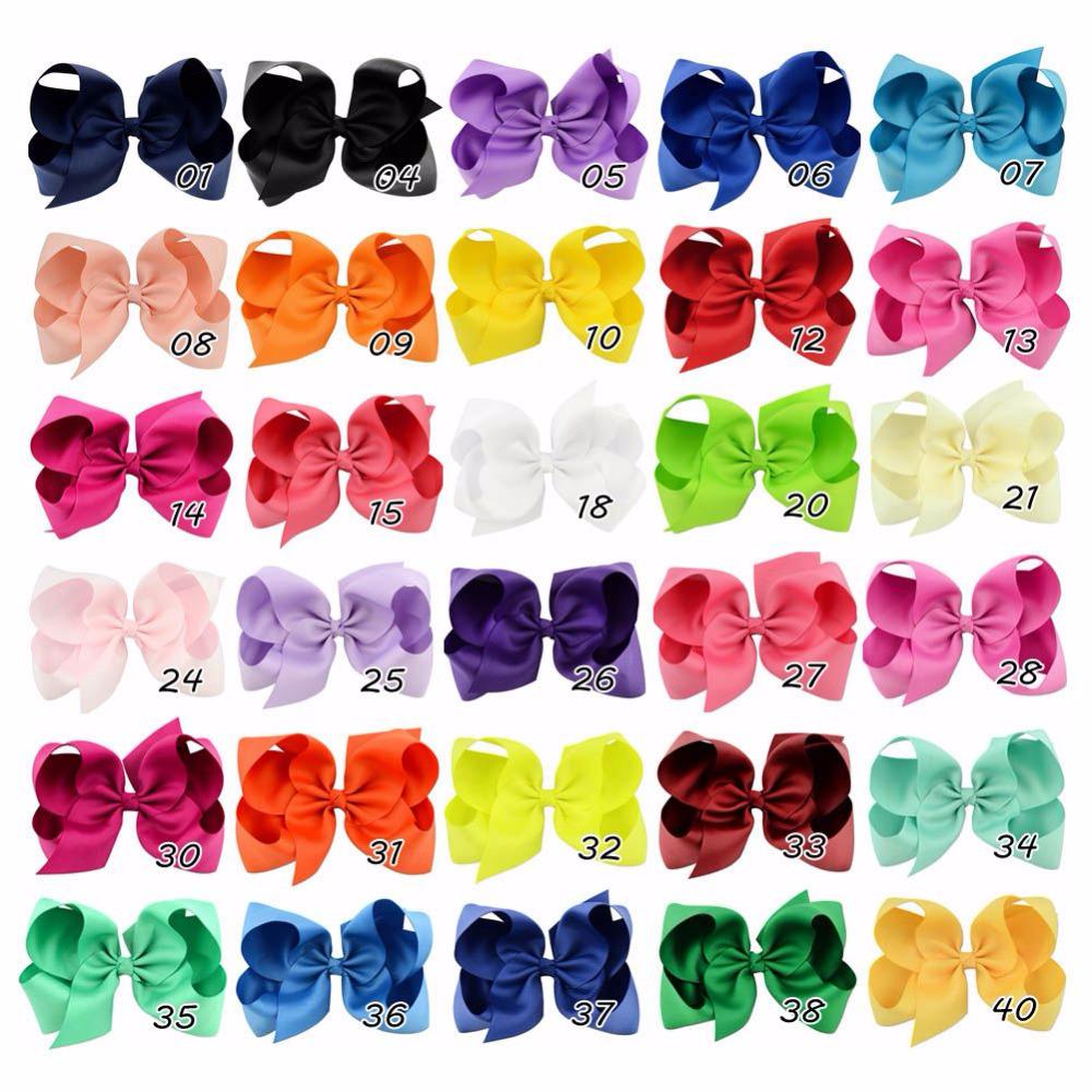 1 st 6 tum 40 färgglada barn flickor stor solid band hårrosett clips med stora hårnålar butik hårspännen håraccessoarer 588