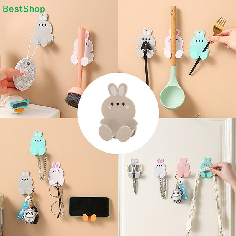 Cute Rabbit Wall Hooks Set - Self-Adhesive Organizer Clips For Cables, Scissors & Small Items