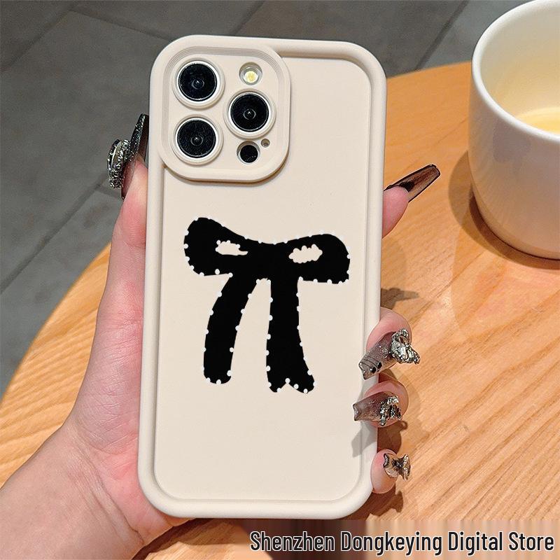 

Fashion Black Bow Phone Case for iPhone 11-16 Pro Max 15 Plus