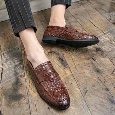 Mocassins en cuir à motif crocodile pour hommes, chaussures à enfiler pour fête de mariage, chaussures pour hommes de luxe, nobles, élégantes, chaussures habillées pour hommes, mocassins
