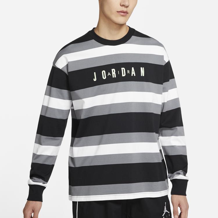 Jordan Sport DNA Striped Long Sleeve Sweatshirt Men Tops Black CV1143-010