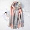 Polyester Classic Plaid Scarf Soft Long Neckscarf with Tassel Large Knitted Wool Scarf  Winter