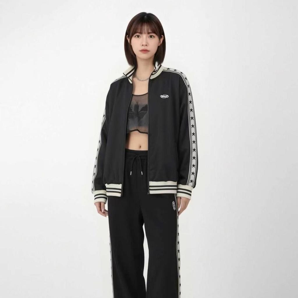 Aespa Group WK Star Retro Embroidered Jacket & Hoodie College Style Set - In Stock