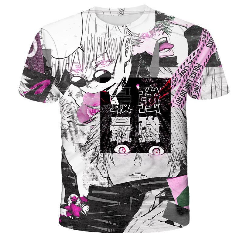 

Японское Аниме Майки Jujutsu Kaisen 3D Принт Летние Быстросохнущие Круглый Вырез Короткий Рукав для Мужчин Полиэстер Не выцветают 6XL