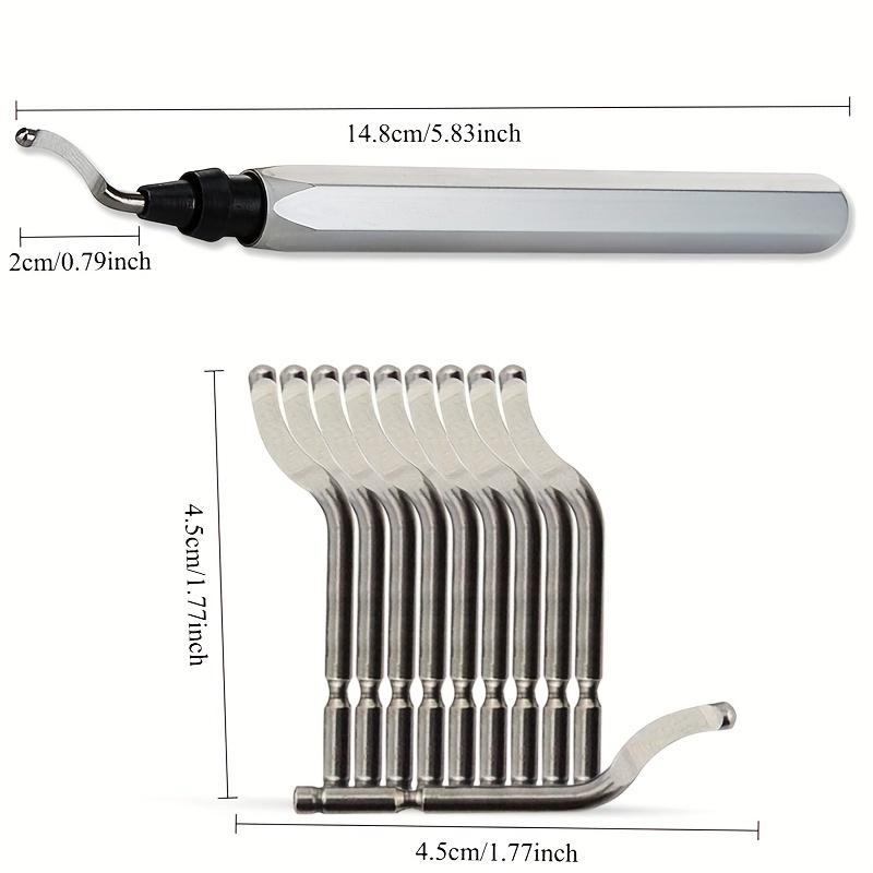 

Инструмент для снятия заусенцев с 11 дополнительными поворотными лезвиями из быстрорежущей стали - Работает с металлом, смолой, ПВХ трубами, медью, пластиком и краями, напечатанными на 3D-принтере