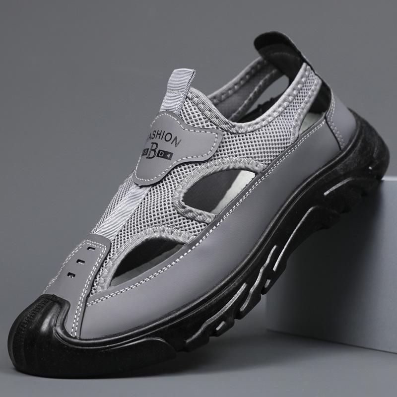Summer breathable men's bag head sandals hollow mesh hole wading shoes outdoor light sports leisure beach shoes