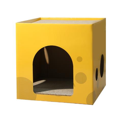 

Cat Scratching Pad Double Layer Pet Cat House for Indoor Cat Condo Hard Corrugated Paper Cat Scratch Board Grinding Claw Toys жовтий