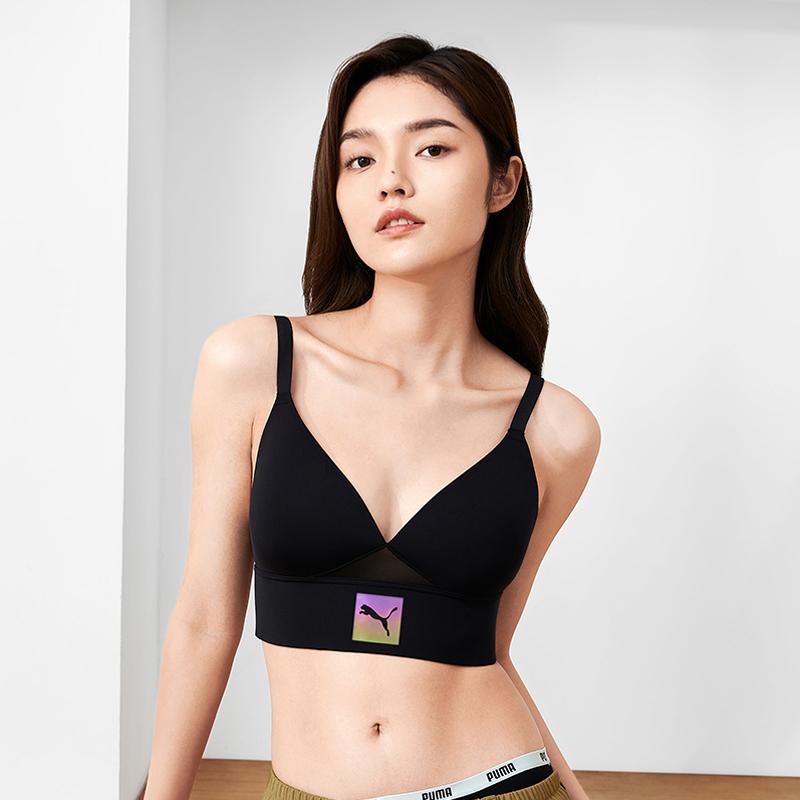 Puma Solid Color Sports Breathable Backless Casual Full Cup Bra Women Underwear Black 701229178-001