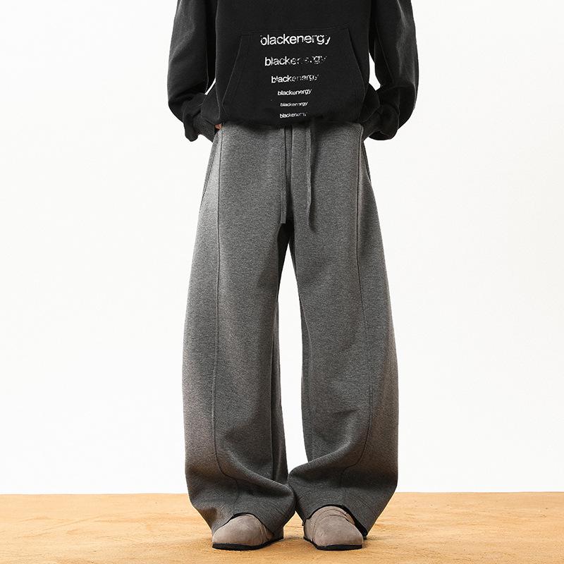 

Брюки с изогнутыми штанинами в стиле Old Money: Унисекс Модная уличная одежда Американский кэжуал Широкие штанины Свободные Прямые штанины Спортивные штаны для весны и осени XL темно-серого