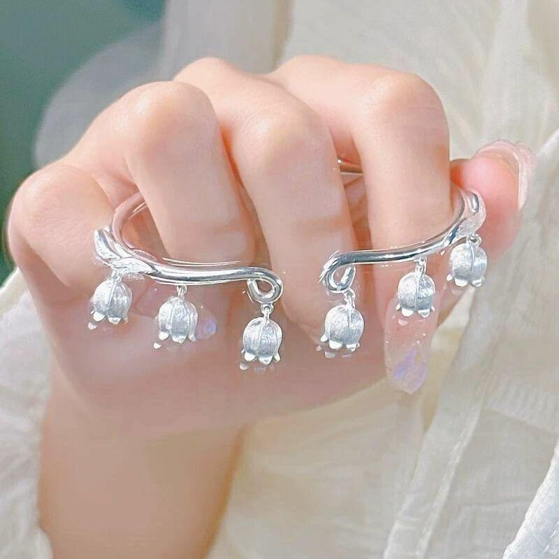 Antique Lily of the Valley Opening Bracelet Versatile Niche Design Guochao Birthday Gift for Girlfriend and Girlfriend~