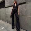 Cross-border European and American elegant high-end sleeveless suit collar vest top, new export women's high-waisted pants set