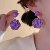 Exquisite Summer Purple Crystal Flower Earrings: Trendy, Heart-Shaped, Versatile Ear Studs