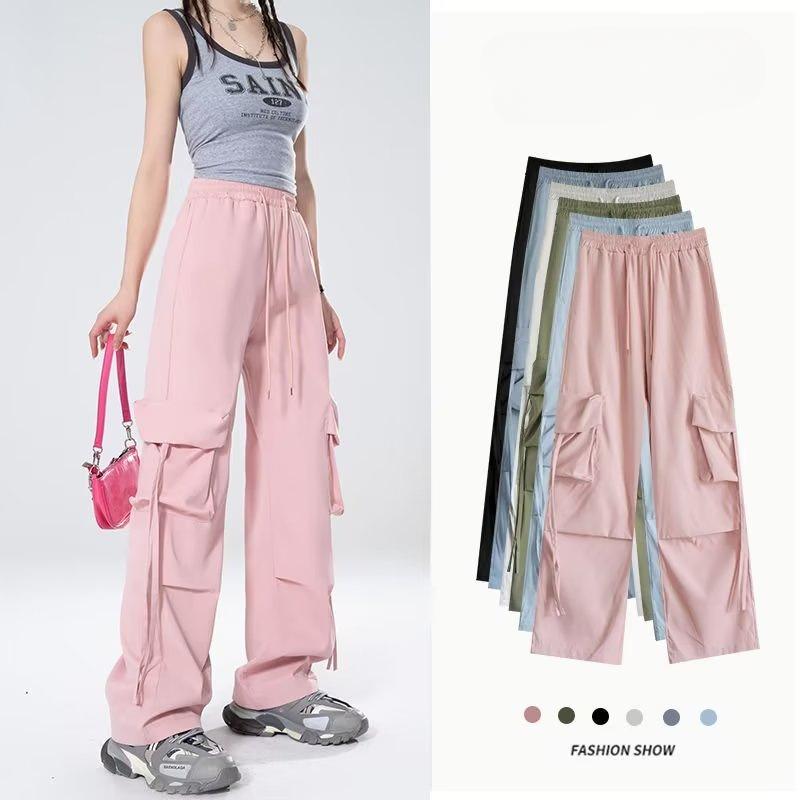 

Work Trousers Blue Female Small Summer Thin Section Wide-legged High-waisted Straight Draped Trousers S темно-сірий