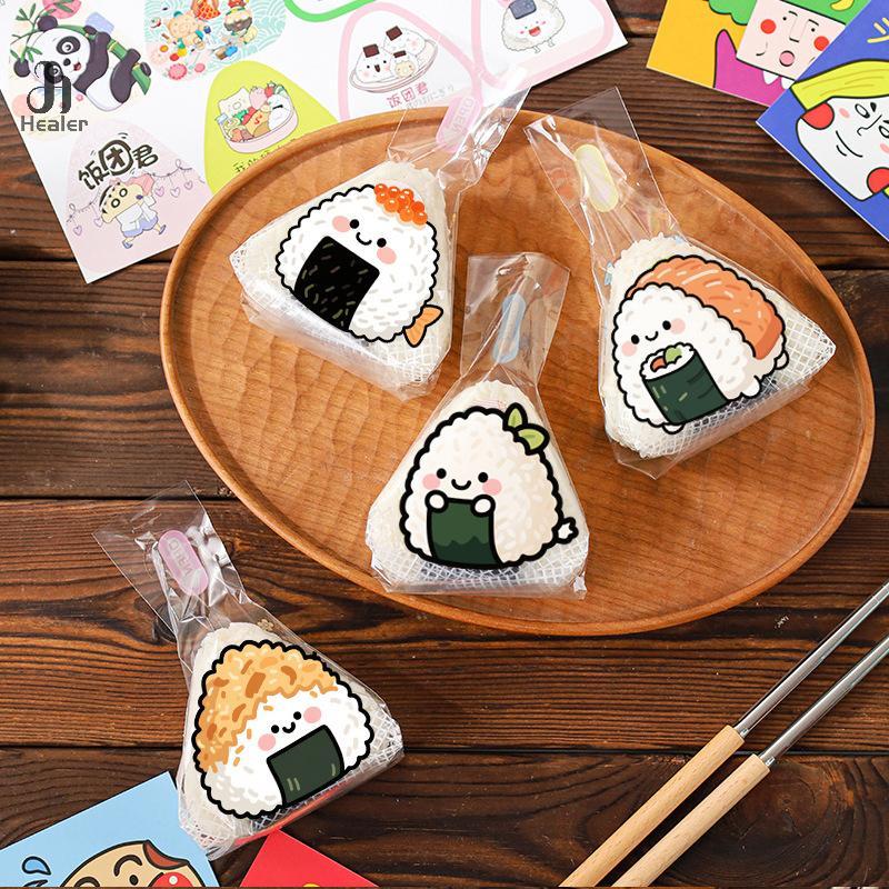 50/100Pcs Lovely Cartoon Triangle Rice Ball Packing Bag Seaweed Onigiri Sushi Bento Making Mold Bento Accessories Sushi Bags