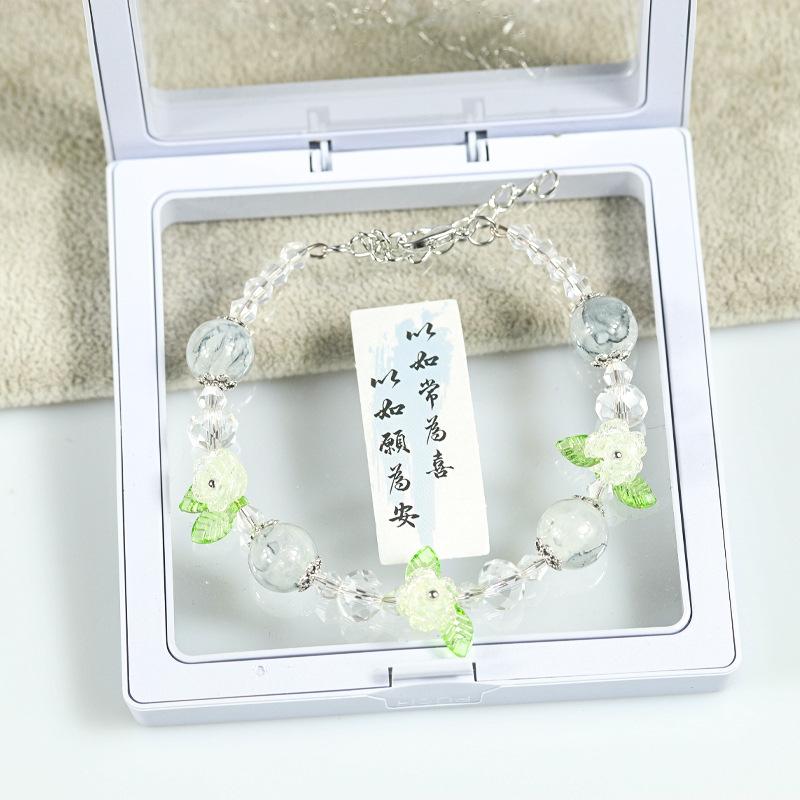 Ancient-style butterfly memory circle bracelet - girl s lustrous colored bead string necklace