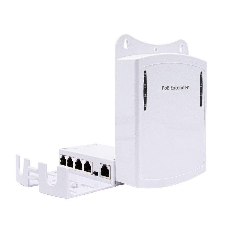 National Standard Outdoor POE Extender - One-to-Four Network Signal Repeater with Cascade Feature.