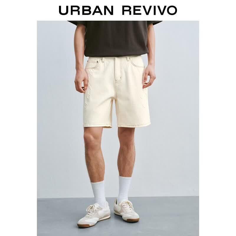 UR2026 Men s Contrast Stitch Denim Casual Shorts 31