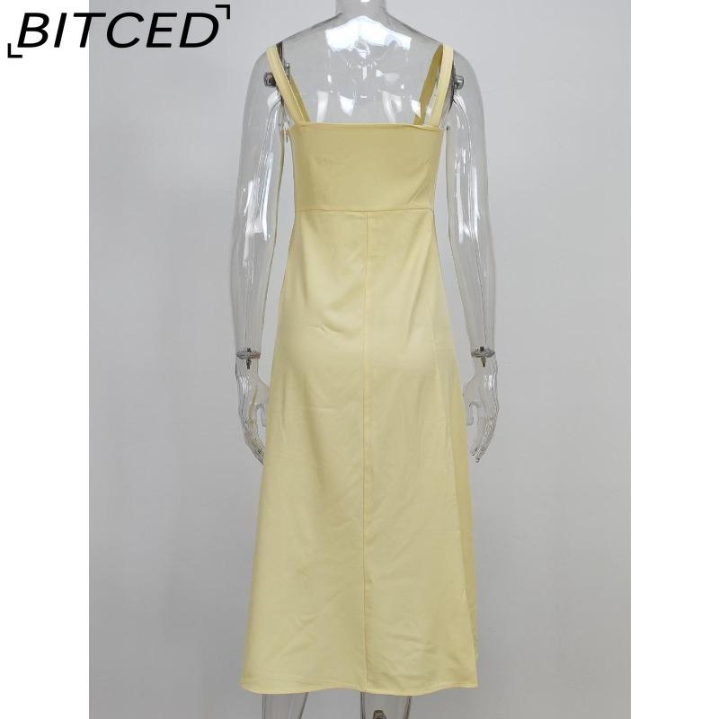 BITCED Women's Dress: Elegant Floral Print Split-Hem Fashionable Resort Strapless Dress