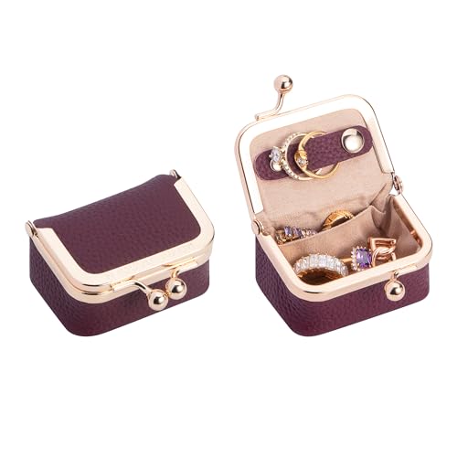 Royal Bagger Genuine Leather Mini Jewelry Box Women's Coin Purse Solid Color Kiss Lock Change Pouch Casual Style Small Storage Bag for Women 1894