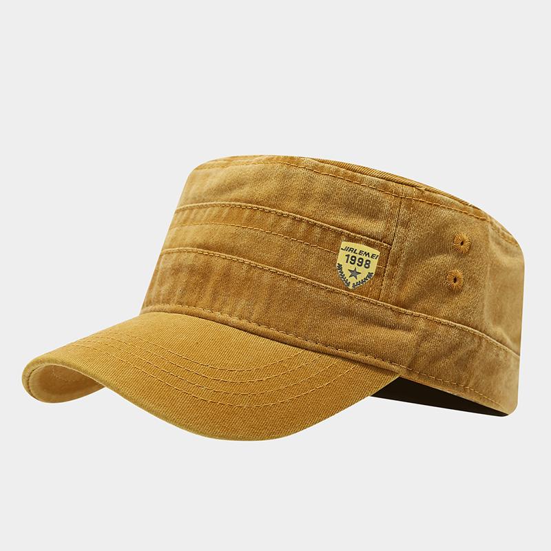 1pc Retro Washed Flat Top Hat Adjustable Fisher Caps for Men Women Cadet Military Caps Design Driver Cap Four Season Dailywear