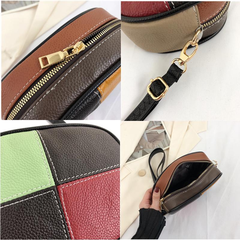 Luxury Genuine Leather Scraps Small Women's Messenger Tote Sac Fashion Leather Cow Ladies Shoulder Crossbody Bag