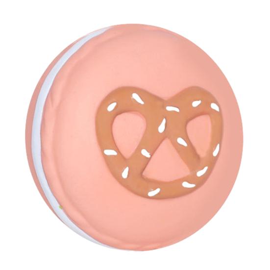 

Latex Macaron Dog Chew Toy with Squeaker Puppy Teething Cleaning Interactive Toy for Small Medium Large Breed Dogs розовый