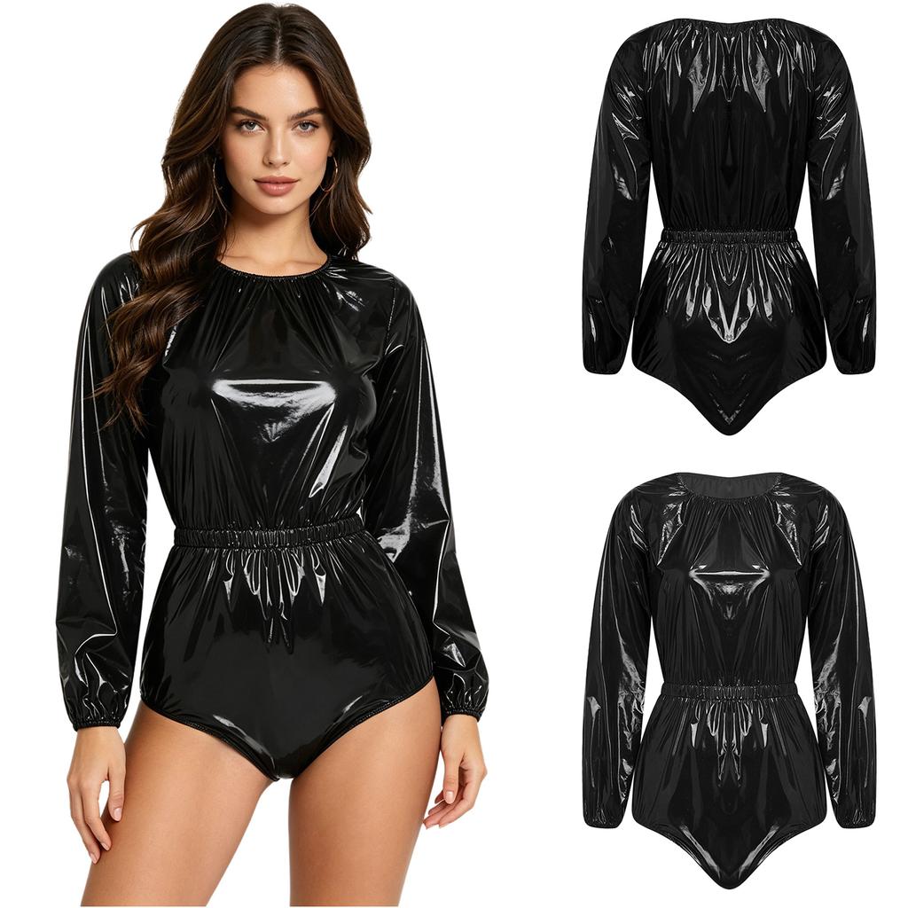 S-3XL Damen Wasserdichter Trikot-Body Langarm Elastische Taille Knopfleiste im Schritt Windelüberzug Adaptive Kleidung für besondere Bedürfnisse