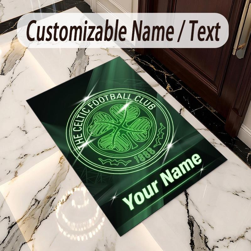 Crystal Velvet Rug Celtic FC Print Custom Name Text Floor Mat Home Decor