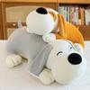 Adorable Plush Toy Dog Pillow Soft And Cuddly Stuffed Animal For Sleeping Yellow And Gray Colors